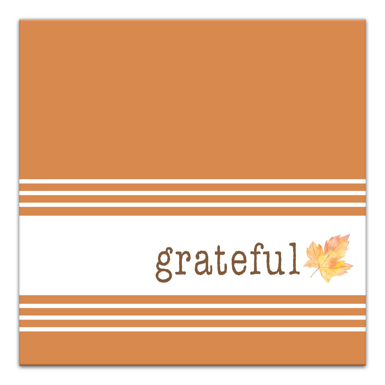 Orange & White Stripes Grateful Fall Canvas Wall Art